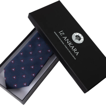 Çintemani Motifli İpek Kravat | Kırmızı & Lacivert