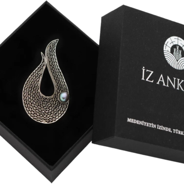 Gümüş Toplar ve Lale Motifli Gümüş Telkari Broş