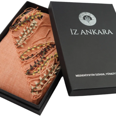 İğne Oyası Saçaklı Mercan Rengi Sof Dokuma Fular