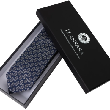 Şal Desenli İpek Kravat | Gümüş & Lacivert