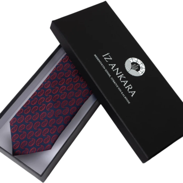 Şal Desenli İpek Kravat | Kırmızı & Lacivert