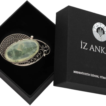 Uzun Oval Şekilli Akuamarin Broş