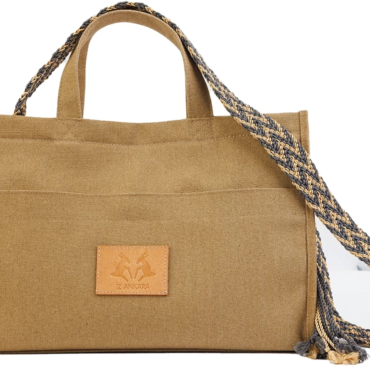 Wayuu Saplı Kanvas Omuz Çantası – Siyah Saplı